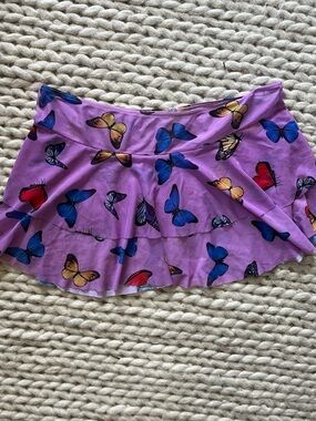 Purple Butterfly Mesh Mini Skirt